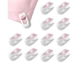12 x Dekbedclips, antislip dekbedovertrekclips, lakensclips, wasknijpers (12 wit)