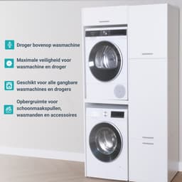 Washcab® Wasmachine Kast - Droger Verhoger - Wasmachine Ombouw - Droger op wasmachine Wit - Stack Set 1 - 5 jaar garantie — thumbnail 3