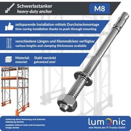 Zwaarlastanker M8 x 150 Verzinkt voor Metaalanwerkingen en Montage — thumbnail 2