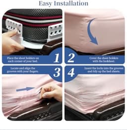 PromoHome 4-delige lakenhouders set met verstelbare hoogte - Anti-slip matras clips — thumbnail 3