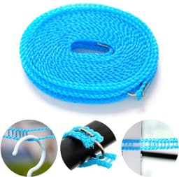 8m antislip waslijn - Winddicht en stabiel - Nylon - Eenvoudig te installeren - Geschikt voor binnen- en buitengebruik - Blauw — thumbnail 3