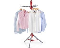 Vario clothes horse for shirts | Foldable hanger rack | Height adjustable | Clothes hooks for ironing [grey/red]