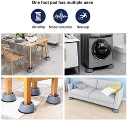 4 Stuks Vibratie wasmachinevoetjes - schokdempers - rubberen voetjes - wasmachine schokdempers - antislip en stil - wasmachinestandaard - geschikt voor wasmachinestandaards - wasmachine- en drogervoetjes — thumbnail 3