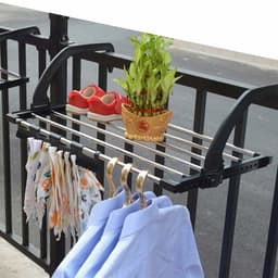 Wall Mounted Stainless Steel Folding Clothes Dryer for Radiator Balcony Black — thumbnail 5