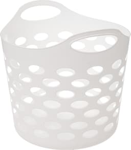 5Five Flexibele wasmand/opbergmand - 2x - rond - wit - 28 liter - D39 x H54 cm — thumbnail 2