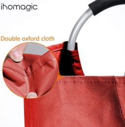 Vuile wasverzamelaar, grote opvouwbare wasmand met zachte handgrepen, staande wasmanden, smiley waszakken voor slaapkamer, wasgoed, slaapzaal, camping, irriteren (rood) — thumbnail 2