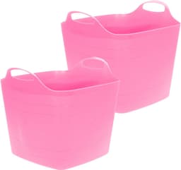 Excellent Houseware Flexibele emmer - 2x - roze - 25 liter - kunststof - vierkant - 35 x 38 cm — thumbnail 1