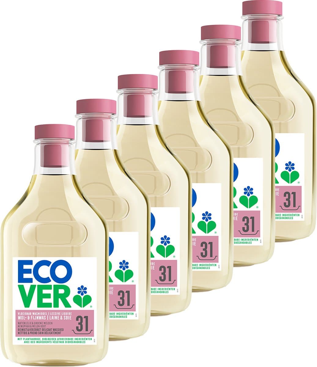 Ecover - Vloeibaar Wasmiddel Wol- & Fijnwasmiddel - Voordeelverpakking 6 x 1.43 L - 132 wasbeurten - Beschermt wol en fijne stoffen - Plantaardig & Biologisch afbreekbaar — afbeelding 1