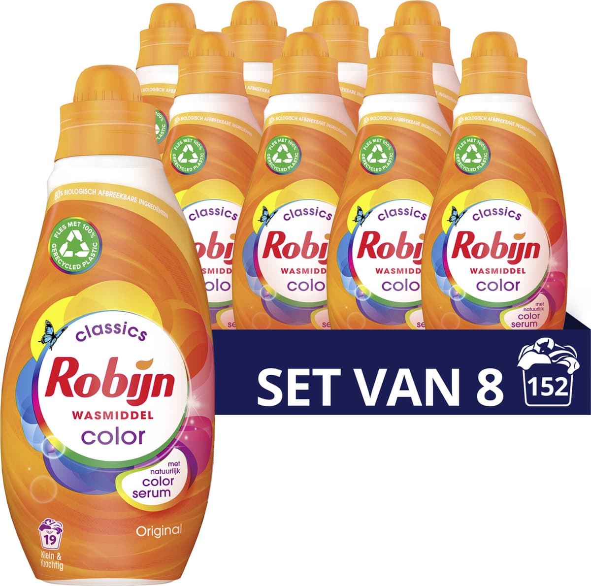 Robijn Klein & Krachtig Classics Color Vloeibaar Wasmiddel - 8 x 19 wasbeurten - Voordeelverpakking — afbeelding 1