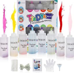 CREACOL Tie Dye Kit – 8 Kleuren 120 ml – Tie Dye Set – Knutselen Meisjes - 36+ Projecten — thumbnail 1