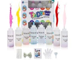 CREACOL Tie Dye Kit – 8 Kleuren 120 ml – Tie Dye Set – Knutselen Meisjes - 36+ Projecten