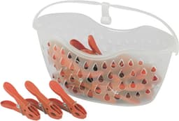 Urban Living Wasknijpers in hangmandje - 24x - rood - kunststof - 21 x 13 cm — thumbnail 1