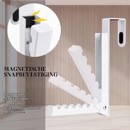 Wanddroogrek - Droogrek Deur - Wasrek - Opvouwbaar - Wand Droogrek - Wanddroogrek Inklapbaar - Was Drogen - Ruimtebesparend Droogrek - Voor Wasruimte, Badkamer, Kledingkast - Wit - Zumolir® — thumbnail 4