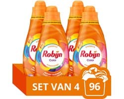 Robijn - Vloeibaar Wasmiddel - Klein & Krachtig - Color - 4 flessen - 96 wasbeurten - Voordeelverpakking
