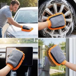 Autowashandschoenen van microvezel – 2 autowashandschoenen van badstof, zacht, krasbestendig en streepvrij, ideaal voor het wassen van de auto, drogen — thumbnail 5