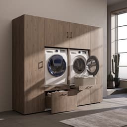 Roomart SERIE 2 Wasmachine Ombouwkast 224x205 cm - Kastenwand met 2 Hoge Kasten - Eiken — thumbnail 1