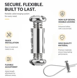 20 kabelbinders van roestvrij staal met kap voor 1-2 mm, dubbele uiteinden voor het bevestigen van waslijn, metalen kabel, spanner voor buitengordijnen — thumbnail 3