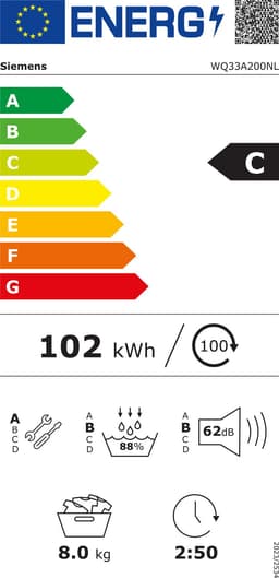 Siemens WQ33A200NL - iQ300 - Warmtepompdroger - 8 kg - autoDry: droogt je was zacht en tot het gekozen droogniveau - Stil - easyClean Condensor - Led verlichting Wit — thumbnail 2