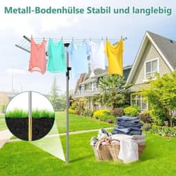 Droogmolen voor buiten - Wasdroger voor de tuin - Was drogen - Regenschermontwerp - 50 meter waslijn - Grijsgroen — thumbnail 2