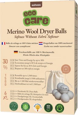AAHOOS ECOCARE - XL Drogerballen 6 Stuks - 100% Merinowol - Handgemaakt - Herbruikbaar — thumbnail 1