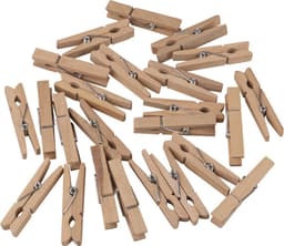 24x knijpers - Houten knijpers - Wasknijpers - Houten knijpertjes - Fotoknijpers - Knutselen - Decoratie - Kleine wasknijpers - Wooden clothespins - Houtkleur - 4,5 cm - Jonyx — thumbnail 2
