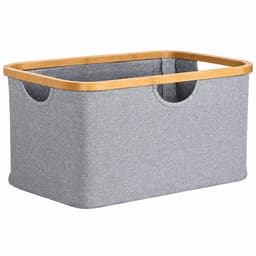 Livora Opvouwbare Wasmand – 40 Liter – Wasmand Kleding – Opbergmand – Grijs Beige – Linnen – Rechthoekig — thumbnail 1