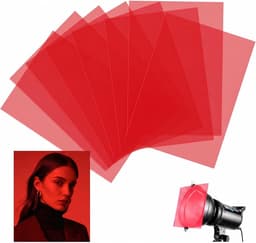 8 stuks rode folie, hittebestendig voor lampen, A4 transparante kleurfolie voor led-koplampen, 21 x 29,7 cm, kleurenfilterset voor fotostudio, stroboscoopflits, videofotografie en lichttechniek — thumbnail 1