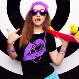 jaren 80 kostuum accessoires set, lippen print T-shirt kant hoofdband oorbellen ketting armband voor jaren 80 themafeest (paars, XXXL) — thumbnail 2