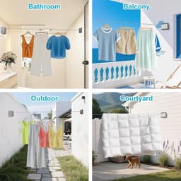 Waslijn, intrekbaar, 4,2 m, nieuw design, ruimtebesparend, voor wandmontage, draagkracht 20 kg, voor badkamer, bijkeuken, balkon (grijs) — thumbnail 2