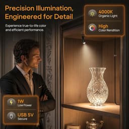 6 stuks mini-led-spots, 1 W, 360 graden draaibaar, voor binnen, kastverlichting, dimbare kleine accentverlichting, spotlight voor sieraden, hal, vitrinekasten (4000 K neutraal licht) — thumbnail 5