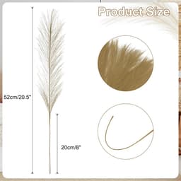 50 stuks kunstpampasgras, 52 cm, kunstmatig gedroogd pampasgras, decoratie met steel, voor vloervaas, vulling, bruiloftsdecoratie, woondecoratie, bruin — thumbnail 4