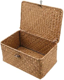 DailySupplies® Rieten Wasmand met Deksel - 35x25x15CM-Bruin — thumbnail 1