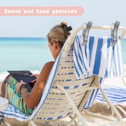 Wasknijpers, groot, 12 cm, strandhanddoekklemmen, handdoekklemmen voor strandstoelen, roestvrijstalen klemmen voor strandhanddoek, handdoek, badhanddoek, kleding (zilver) — thumbnail 3