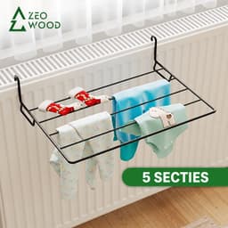 Zeo Wood - Radiator Droogrek – Droogrek Hangend – Wasrek voor Radiator – Metaal – 50 x 35 cm — thumbnail 3