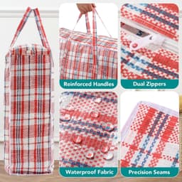 Set van 5 Waszakken voor Kleding, Opbergzakken en Verhuiszakken - 80 x 60 x 11 cm, Duurzaam en Ruimtebesparend — thumbnail 3