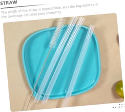 1set Herbruikbare Siliconen Drinkrietjes Met Reinigingsborstel Transparante Voor Drankjes Voor Thuis Kantoor Reizen — thumbnail 3
