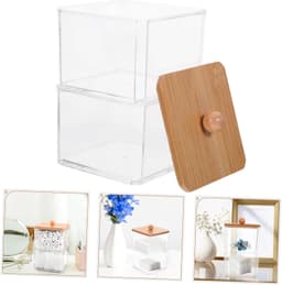 1set Stapelbare Organizer Voor Wattenstaafjes Make-up Pads Duidelijke Opberghouder Voor Tandenstokers Cosmetica Haaraccessoires Met Deksel — thumbnail 3