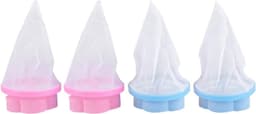 SnelShoppen - 4 Stuks Drijvende Was Riemen Herbruikbare Wasmachine Pluisvanger, Dierenharen Verwijderaar, Filter Mesh Zak, Blauw en Roze — thumbnail 1