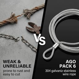 Staalkabels met lussen 30 cm x 2 mm - verzinkt roestvrij staal - robuust voor outdoor - ideaal voor bagageverlichting - ShopVlot — thumbnail 3