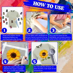 24 x 25 ml, textielverf, wasmachinebestendig, 3D-stofkleuren, wasbestendig, stofverf met 10 penselen voor kleding, textielverf voor T-shirt, schoenen, jeans, tassen, kleding, glas, hout — thumbnail 3