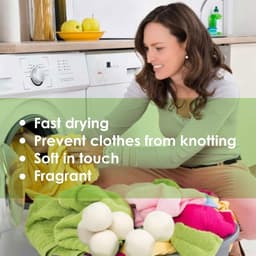 SnelShoppen - 6 XL Tumble Dryer Balls - 100% Nieuw-Zeelandse Wollen Trocknerbälle - Herbruikbare Natuurlijke Vezels - Statics Verminderen - Energiezui — thumbnail 2