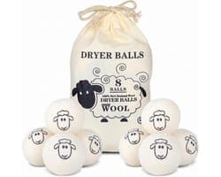 8 wasdrogerballen, wollen drogerballen, 100% natuurlijke wollen wasdrogerballen voor donsjacks