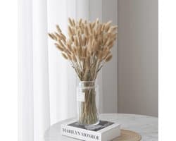 Pampas, 60 Stuks Natuurlijke Droogbloemen, Pampasgras, Konijnenstaart, Boho-Decoratie, Super Pluizig voor Thuis, Bruiloftsdecoratie (Natuurlijke Kleur)