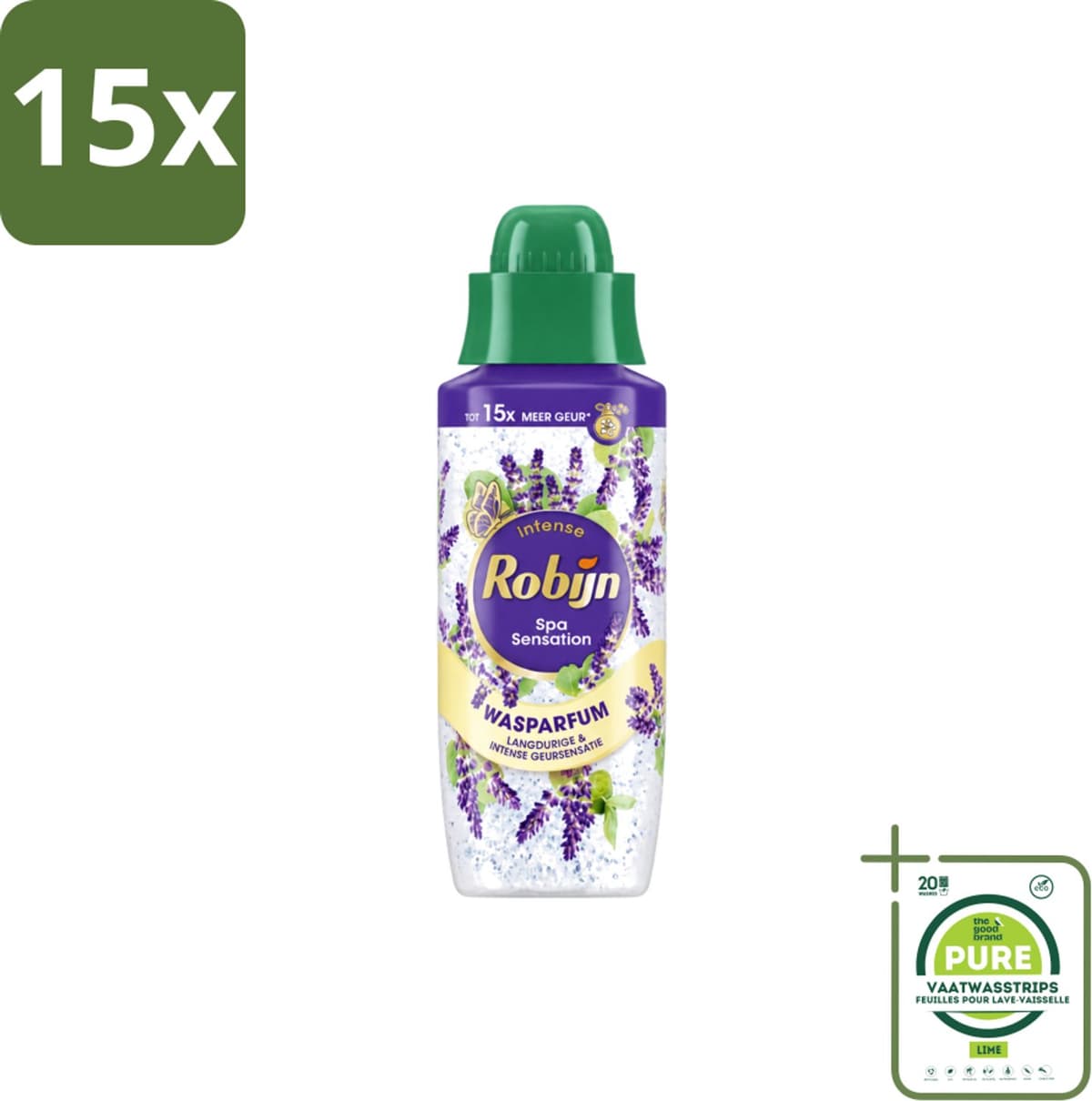 15 x Robijn – Wasparfum – Intense Spa Sensation – 342 ml - Grootverpakking - Vaatwasstrips - Wasparfum - Geur - Wasmiddel - Spa Geur - Natuurlijke Geur — afbeelding 1