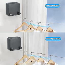 4,2 m Intrekbare Waslijn van Roestvrij Staal - Verstelbare Wandmontage voor Binnen en Buiten, Badkamer, Balkon — thumbnail 3