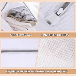 Waszakken - 60 x 80 x 20 cm - Herbruikbare Wasnet met Ritssluiting - Ideaal voor Kleding en Beddegoed — thumbnail 2