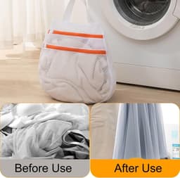 Waszakken - Wit - 30 x 30 cm - Herbruikbaar Netstof met Ritssluiting - Voor Kleding en Wasaccessoires — thumbnail 2