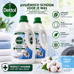 Dettol Antibacterieel Wasmiddeltoevoeging – Wasgoed Desinfectiemiddel – Fris – 2 x 2,5 L — thumbnail 2