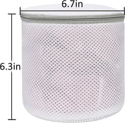 Set van 3 - Waszakken - Waszakken van mesh - Waszakken voor de wasmachine - Met ritssluiting - Vormvaste mesh zakken - Ronde wasmachinezakken - Grijs - 15*17 cm — thumbnail 5