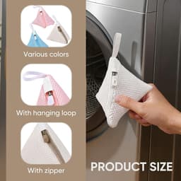3 stuks - Waszak - Mini waszakjes - Mini Mesh Waszakken - Tas Wasnetten - Reiswaszak - Waszak Wasmachine - BH-waszakje - met rits - huishoudelijke artikelen - voor bh's, ondergoed, sokken en kleine accessoires - 12*12 cm - roze, blauw, beige — thumbnail 5